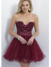 Strapless Sweetheart Neck Beaded Lace Tulle Short Homecoming Dress